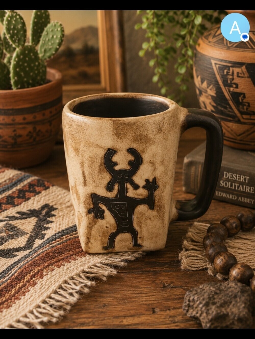 Unique Ceramic Mug with Tribal Design Made In Mexico